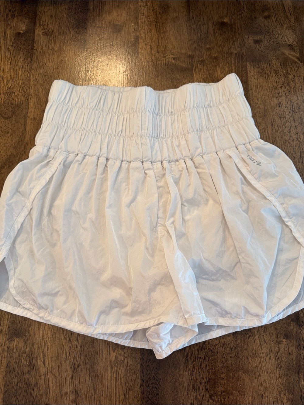 FP Movement by Free People Cream-White Smocked Waist Athletic Shorts